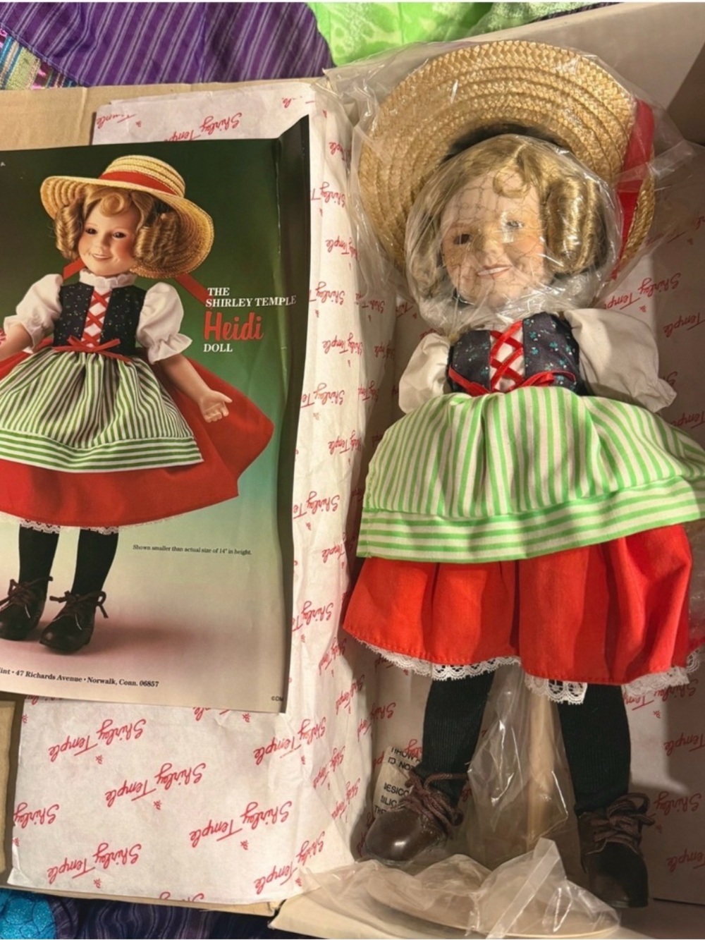 Vintage 1986 The Shirley Temple Heidi Danbury Mint Doll 14” New Damaged Box